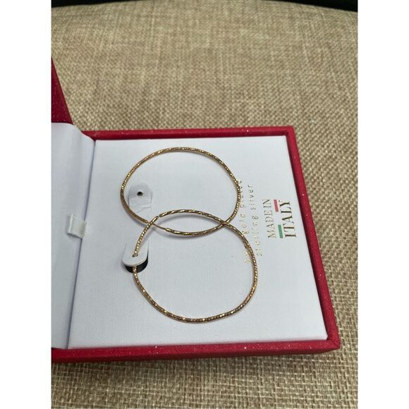 New in Box Mia Fiore Gold Plated Wire Earrings Made in Italy Pierced Gift Idea - Picture 2 of 6